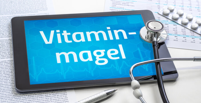 Ein Tablet mit dem Text Vitaminmagel auf dem Display