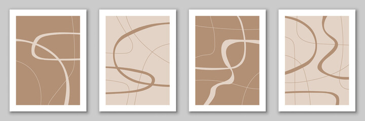 Set of templates, backgrounds with abstract organic shapes and lines.