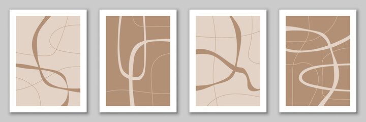 Set of templates, backgrounds with abstract organic shapes and lines.