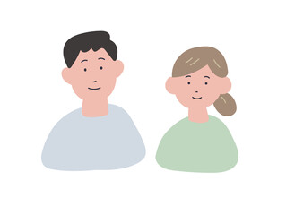 Fototapeta premium 手描き風の夫婦のイラスト