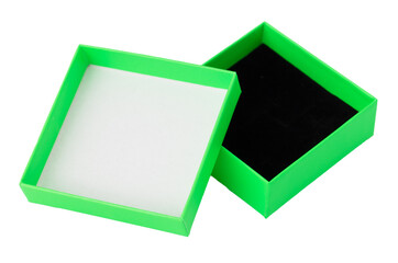 Green gift box on a white background.