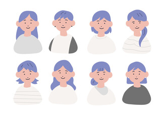 Fototapeta premium 手描き風の女性たちのイラストセット