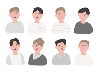 手描き風の男性たちのイラストセット