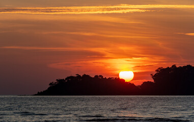 Colorful sunset on Koh Chang island in Thailand