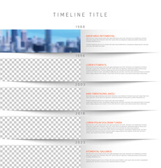 Minimalistic vertical infographic timeline template with photo stripe placeholders