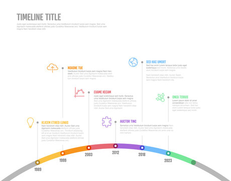 Infographic Company Milestones arc curved thick line Timeline Template