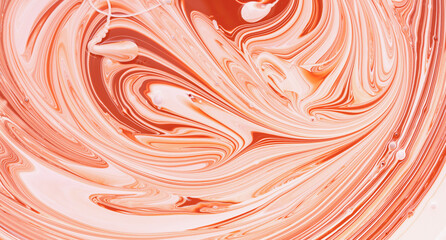 Mixing of red and white water-based paint.