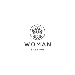 Fototapeta premium Woman face linear logo design template 