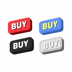 buy button isometric icon set vector illustration