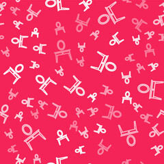 White line Dressing table icon isolated seamless pattern on red background. Vector