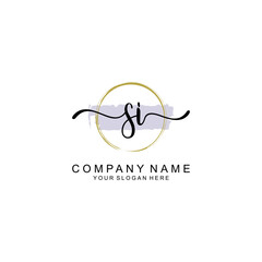 S Initial handwriting logo with circle hand drawn template vector