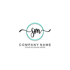 SM Initial handwriting logo with circle hand drawn template vector