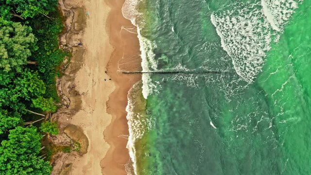 Breathtaking blue waves on Batlic sea. Vacation at the seaside.
