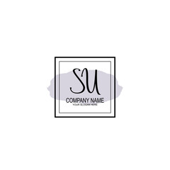 Letter SU minimalist wedding monogram vector