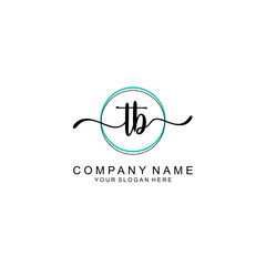 TB Initial handwriting logo with circle hand drawn template vector