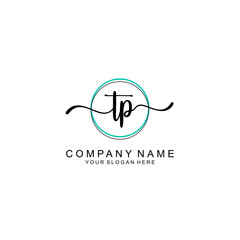 TP Initial handwriting logo with circle hand drawn template vector