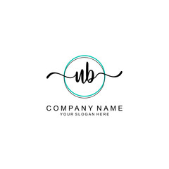 UB Initial handwriting logo with circle hand drawn template vector