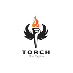 Torch and fire logo design template