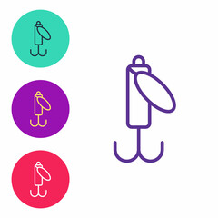 Set line Fishing lure icon isolated on white background. Fishing tackle. Set icons colorful. Vector