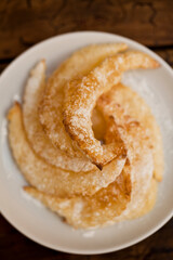 Fancy Brazilian Tapioca chips. Flatbread made from cassava. Food background.
