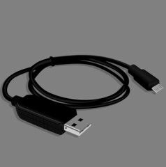 usb cable isolated on gray