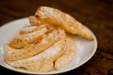 Fancy Brazilian Tapioca chips. Flatbread made from cassava. Food background.