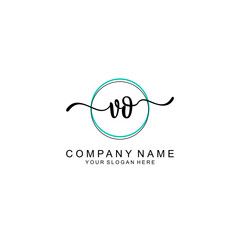 VO Initial handwriting logo with circle hand drawn template vector