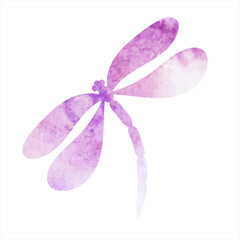 dragonfly flying watercolor silhouette, isolated, vector, icon