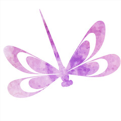 dragonfly flying watercolor silhouette, isolated