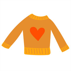 yellow sweater with heart, isolated, vector