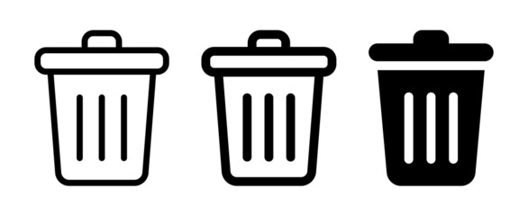 Bin icon set. Trash can symbol vector illustration. - obrazy, fototapety, plakaty