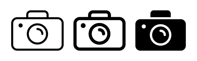 Photography camera icon set isolated on white background.
