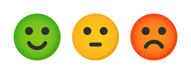 Feedback emotions icon set. Good, neutral and bad emoji. Level satisfaction concept