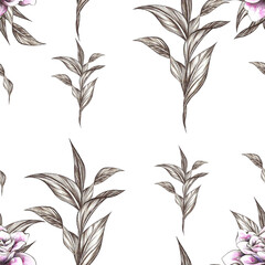 Naklejka premium seamless pattern with leaves
