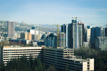 Fototapeta na wymiar View of Tbilisi, Saburtalo district in the morning.
