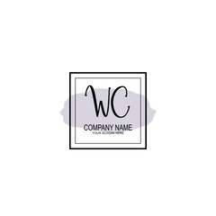 WC Initial handwriting logo with circle hand drawn template vector