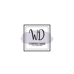 WD Initial handwriting logo with circle hand drawn template vector