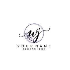WJ initial Signature logo template vector