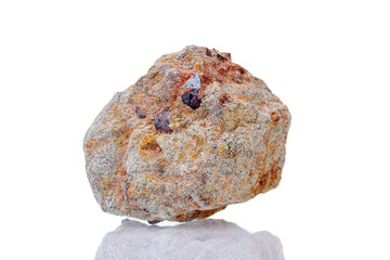 macro mineral stone Magnetite on a white background