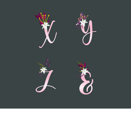 Floral alphabet set