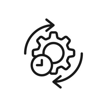 Agile process line icon. Gear and arrow. illustration