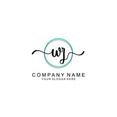 WZ Initial handwriting logo with circle hand drawn template vector