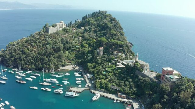The village of Portofino.  Sea. Ligurian coast.  Destination  vacation. Aerial view.