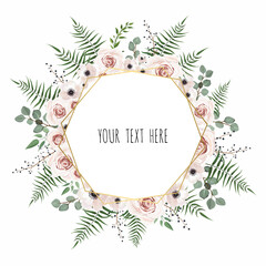 Floral frame with place for your text. Can be used as creating card, invitation card for wedding,birthday and other holida