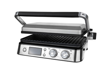 Fototapeta premium Electric grill isolated on white background. Grill for frying close-up.