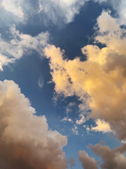 fluffy clouds with blue sky