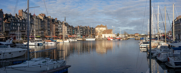 Winter late afternoon at the port of Honfleur, France