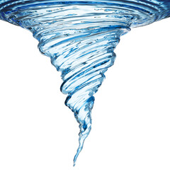 Splash of water vortex and twisted shape, 3d illustration. - obrazy, fototapety, plakaty