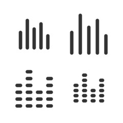 Pixel-perfect linear icon of equalizer  in two variants built on two base grids of 32 x 32 and 24 x 24 pixels. The initial base line weight is 2 pixels. In  one-color version. Editable strokes