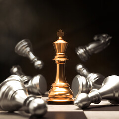 Business concept Strategy of goldenf Chess Game, 3d rendering. © Anusorn